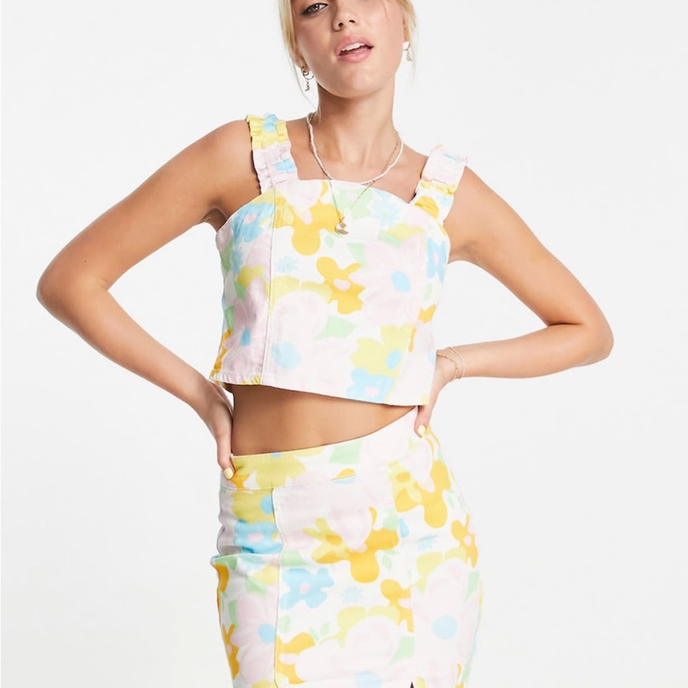 New Look Pastel Floral Skirt and Top Set